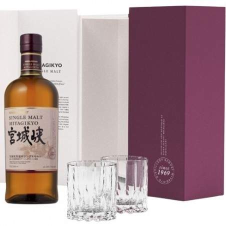 MIYAGIKYO SINGLE MALT JAPON 70 CL  45° COF 2 VERRES RIEDEL
