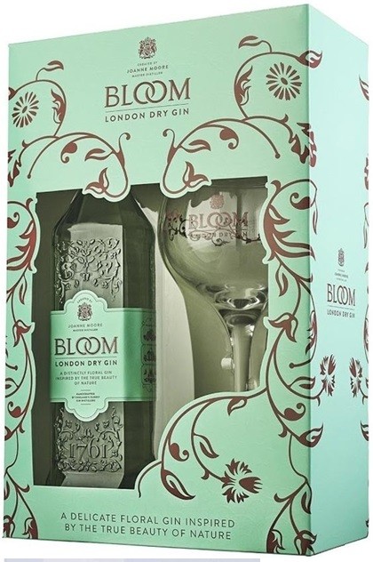BLOOM COFFRET 1 VERRE LONDON DRY GIN ANGLETERRE 70CL 40°