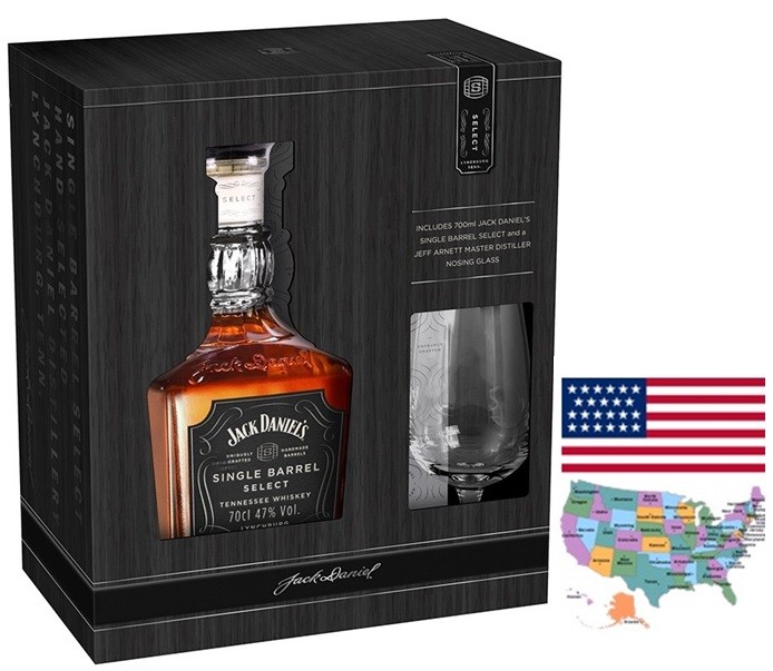 JACK DANIEL'S SINGLE BARREL COFFRET 1 VERRE 70 CL  47°