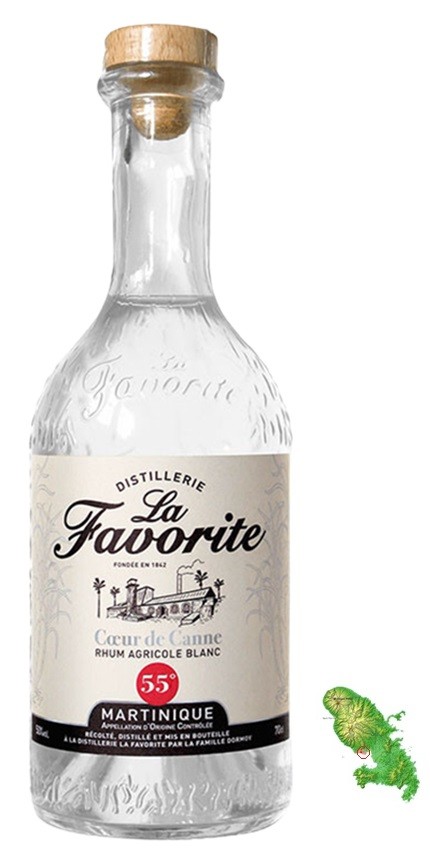 LA FAVORITE COEUR DE CANNE BLANC  RHUM  MARTINIQUE 70 CL55°