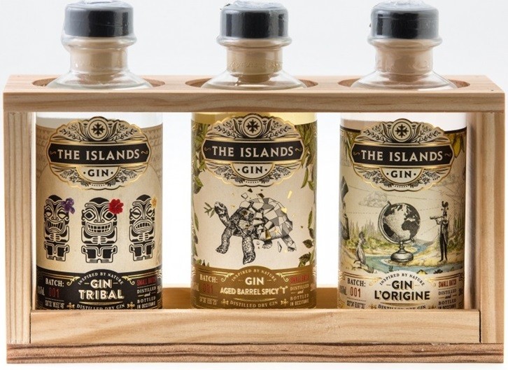 COFFRET GIN THE ISLANDS SPIRITS 190 CL  43°