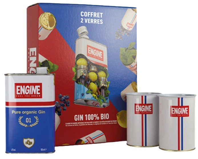 GIN ENGINE BIO ITALIE 50CL 42° COFFRET  2 GOBELETS