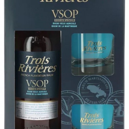 TROIS RIVIERES VSOP COFFRET 2 VERRES 70CL40° AOC MARTINIQUE