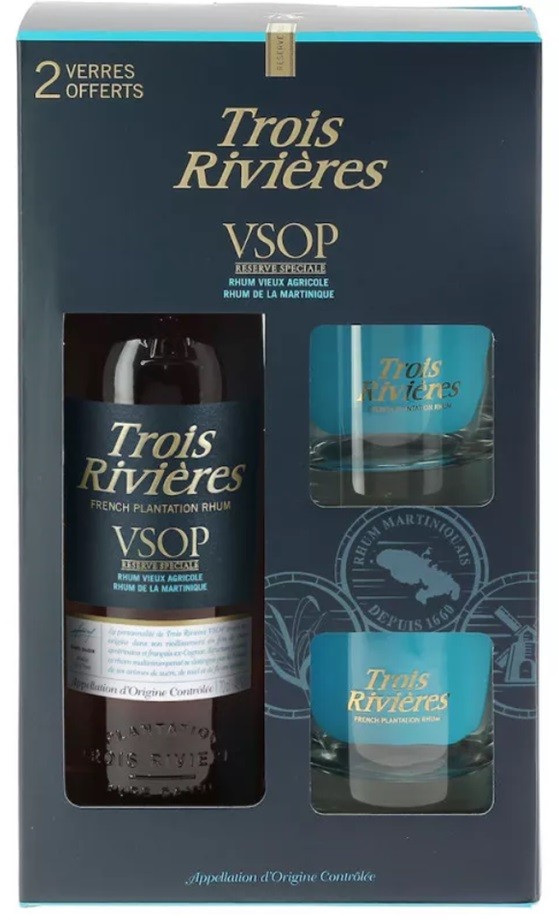 TROIS RIVIERES VSOP COFFRET 2 VERRES 70CL40° AOC MARTINIQUE