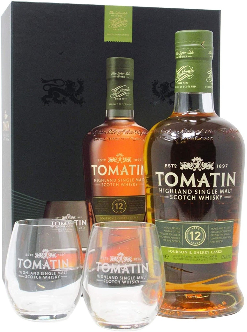 TOMATIN 12 ANS COFFRET 2 VERRES 70.CL 43° | Achat whisky en ligne