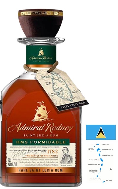 ADMIRAL RODNEY HSM FORMIDABLE  RHUM SAINTE LUCIE 70 CL 40°