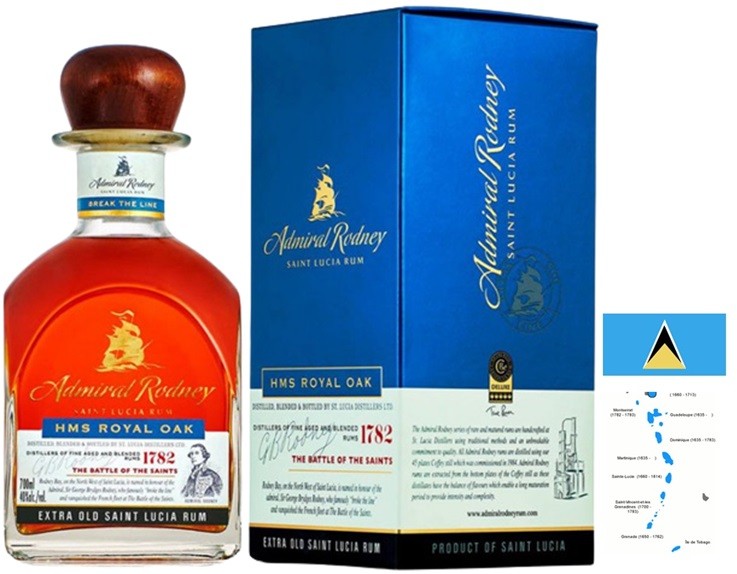 ADMIRAL RODNEY HSM ROYAL OAK  RHUM SAINTE LUCIE 70 CL 40°