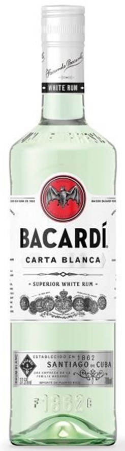 BACARDI CARTA BLANCA RHUM CUBA  70 CL  37.5°