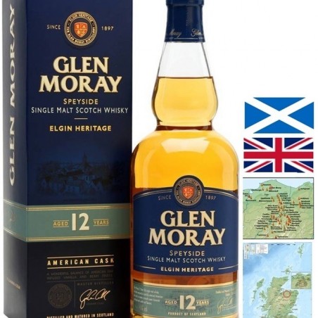 GLEN MORAY 12 ANS PEATED SINGLE MALT SPEYSIDE 70 CL  40°