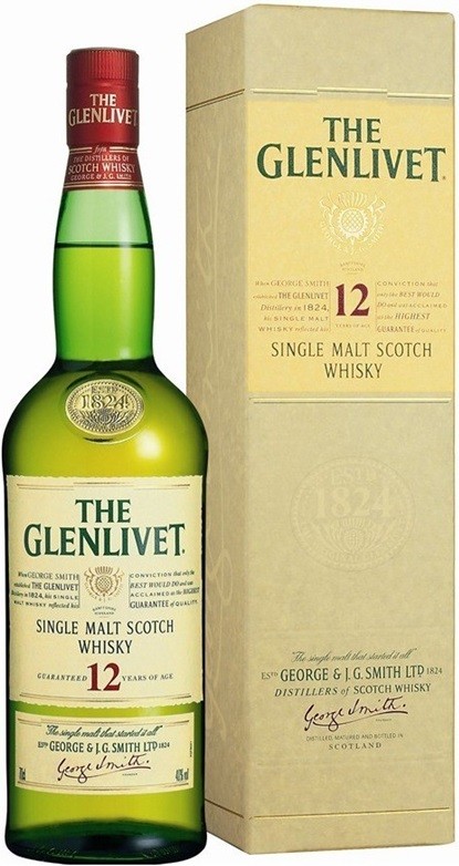 GLENLIVET 12 ANS WHISKY SINGLE MALT SPEYSIDE  70 CL  40°