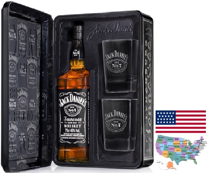 JACK DANIEL'S OLD N°7 COFFRET 2 VERRES   70 CL 40°