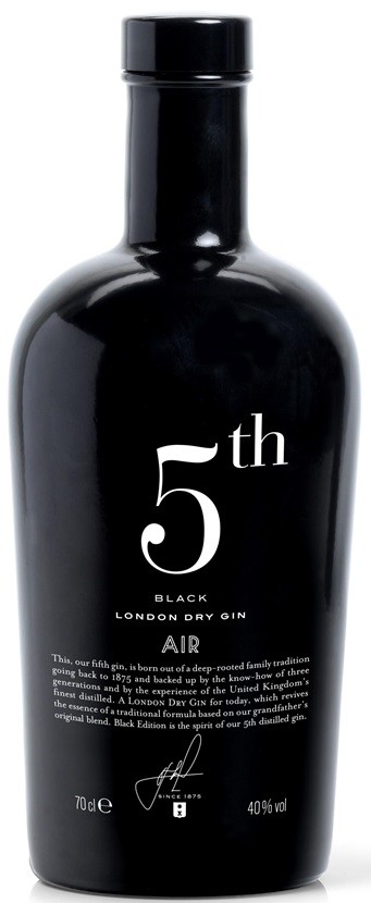 5TH EARTH BLACK AIR LONDON DRY GIN ESPAGNE 70CL 40°