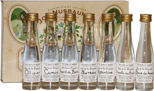 COFFRET MIGNONETTES BAIES  NUSBAUMER 7X3CL EAUX DE VIE 45°