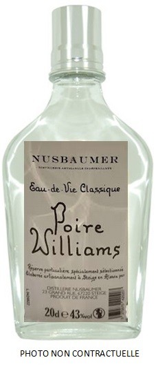 POIRE WILLIAMS FLASK  NUSBAUMER EAU DE VIE ALSACE 20 CL 43°