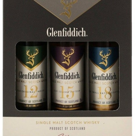 COFFRET GLENFIDDICH SINGLE MALT 12-15-18 ANS 3X5 CL 40°