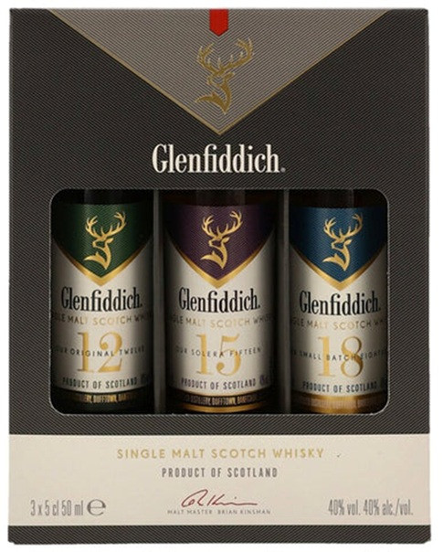COFFRET GLENFIDDICH SINGLE MALT 12-15-18 ANS 3X5 CL 40°