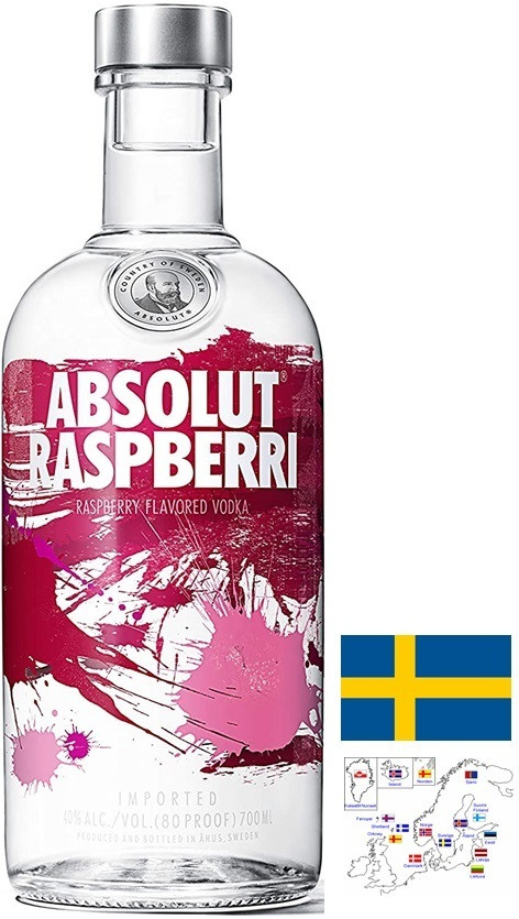 ABSOLUT RASPBERRY VODKA SUEDE 70CL  38Â°